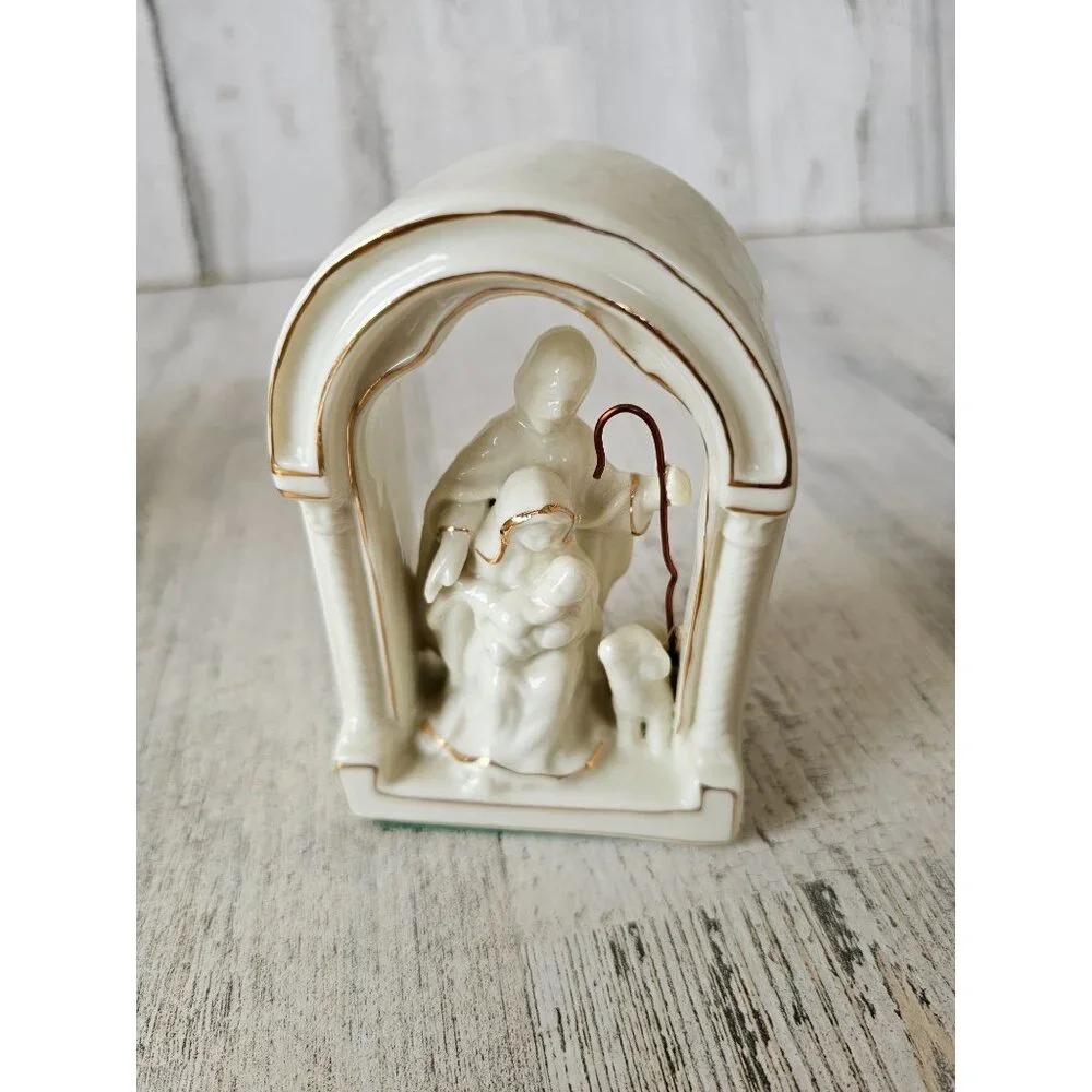 Vintage porcelain‎ Joseph Mary Jesus lamb white religious statue figuring decor